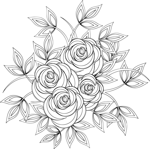 Roses Line Coloring Page